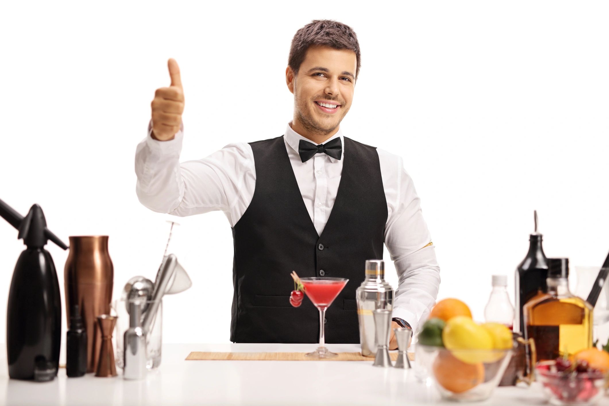 Corporate client enjoying a drink