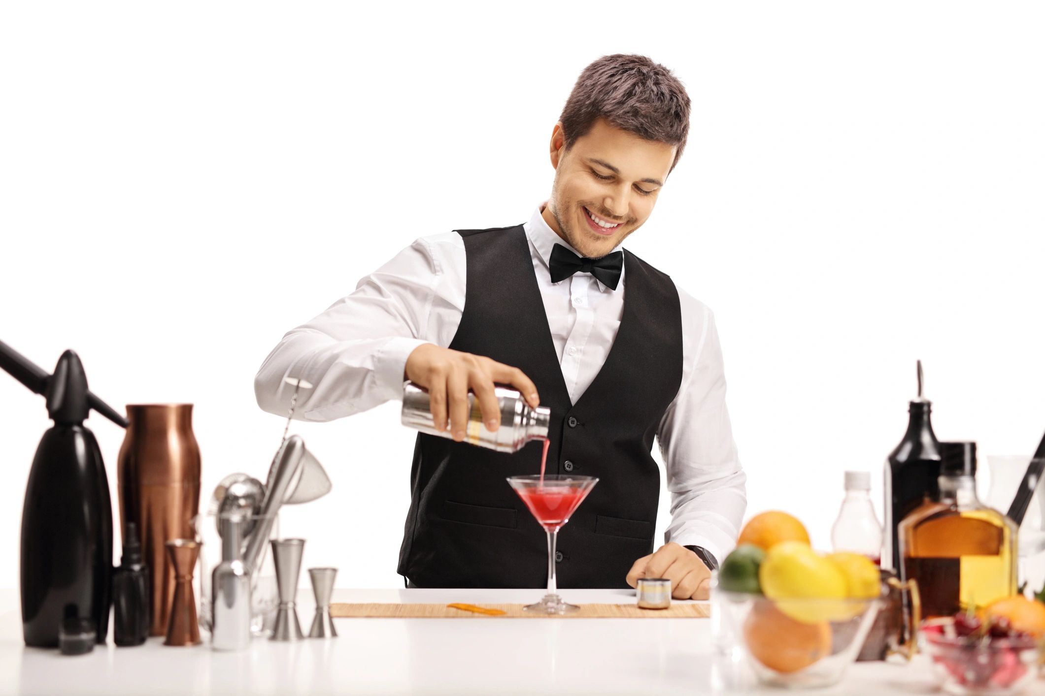 Bartender crafting a signature cocktail at a corporate event